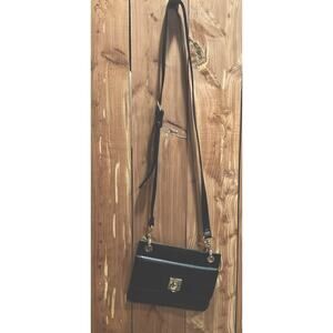 Spartina 449 Black Leather Crossbody Shoulder Bag Gold Hardware